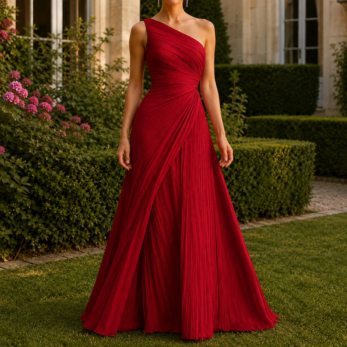 Leonie-Mae One-Shoulder Dress - Pleated Women's Maxi