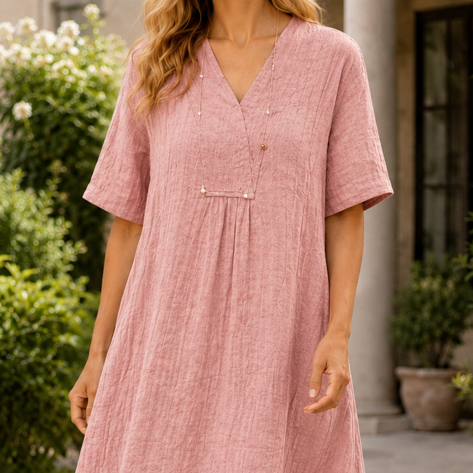 Anouk-Kate Crinkle Midi Dress - Women's Linen Dress