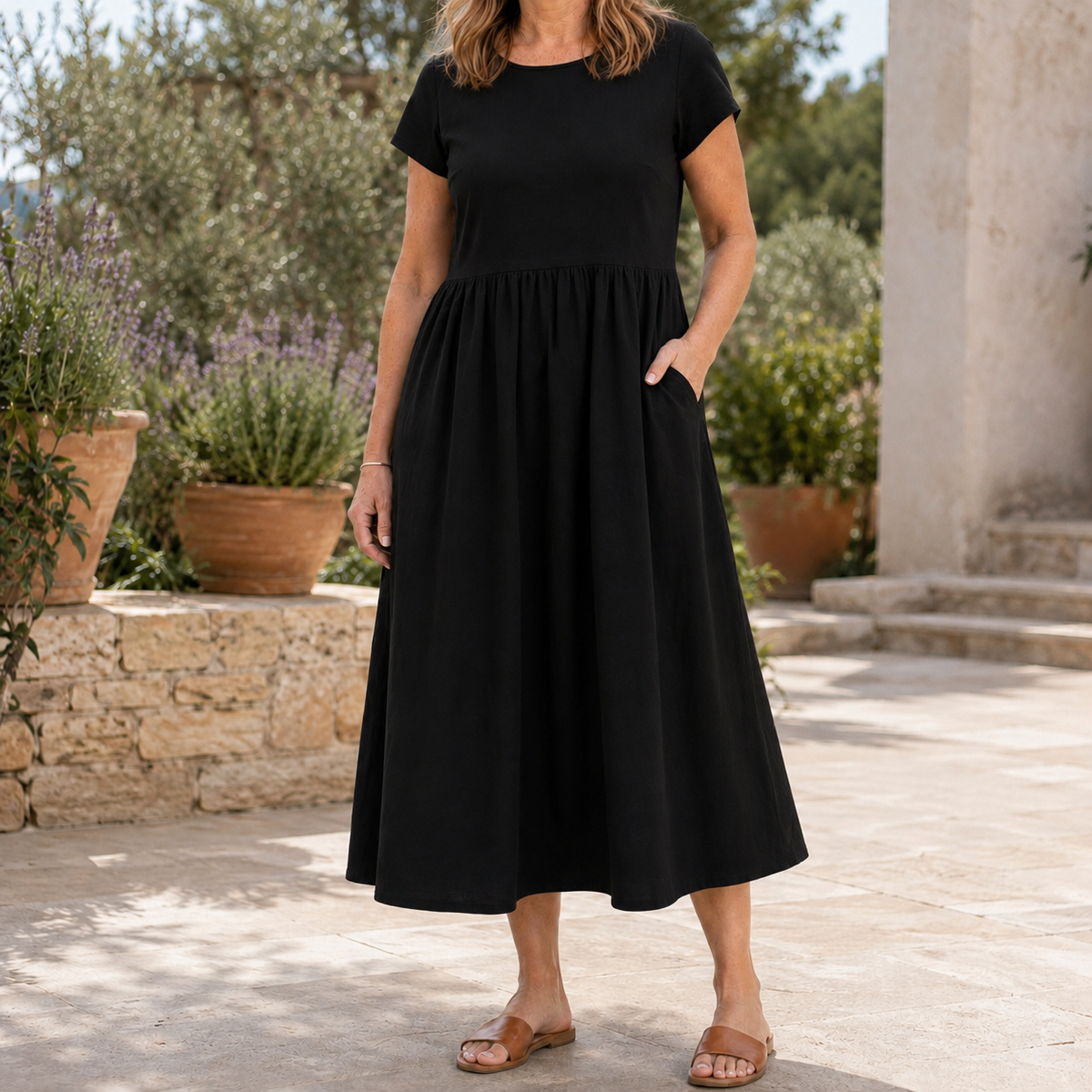 Ilaria Relaxed Midi Dress - Women's Midi Dress with Pockets