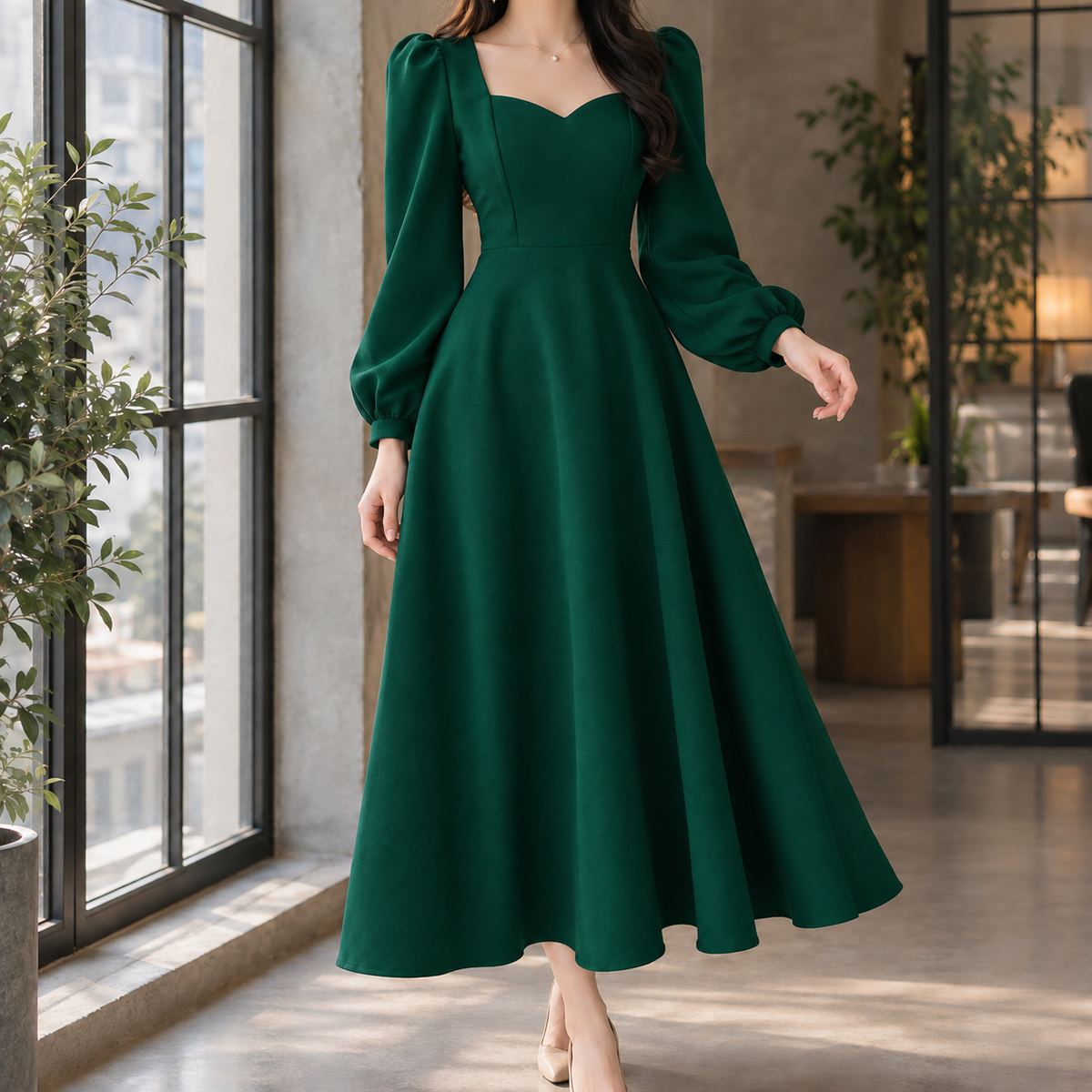Emmeline A-Line Dress - Sweetheart Neck Women's Dress