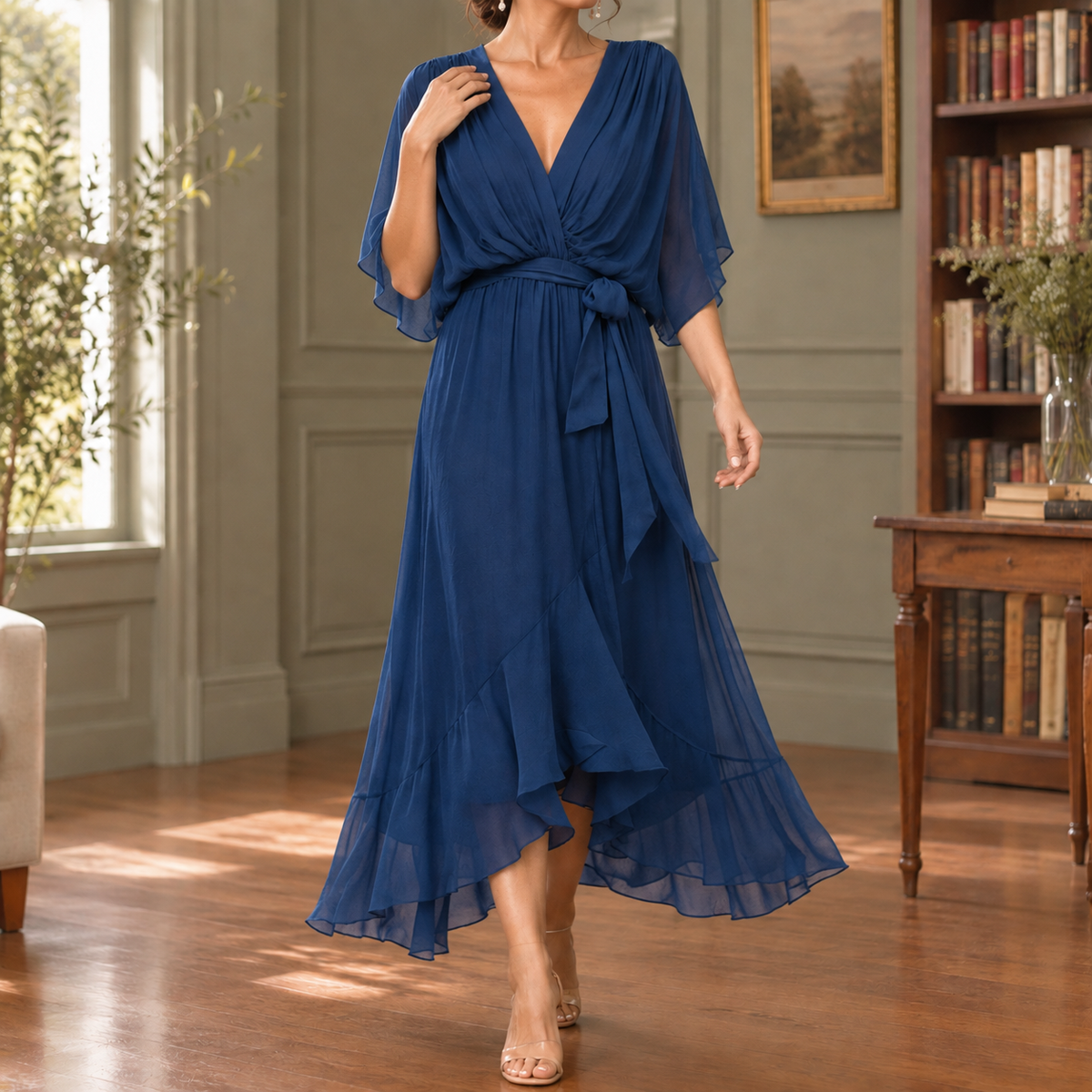 Elena-Eve High Low Dress - Women's Tie Waist Dress