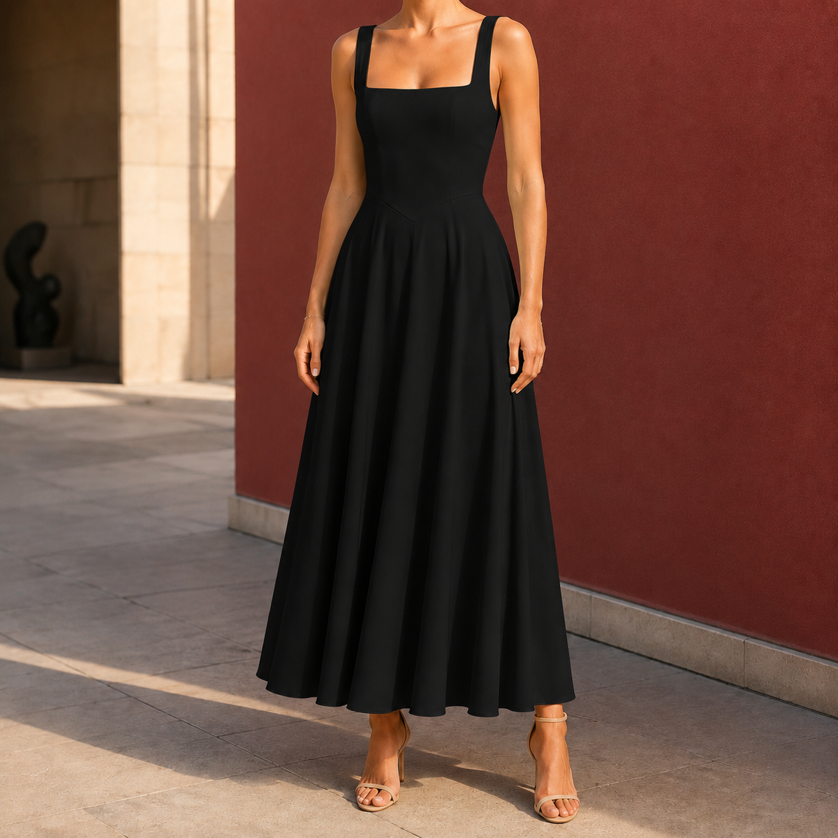 Winona-Rae Square Neck Dress - Women's Flared Dress