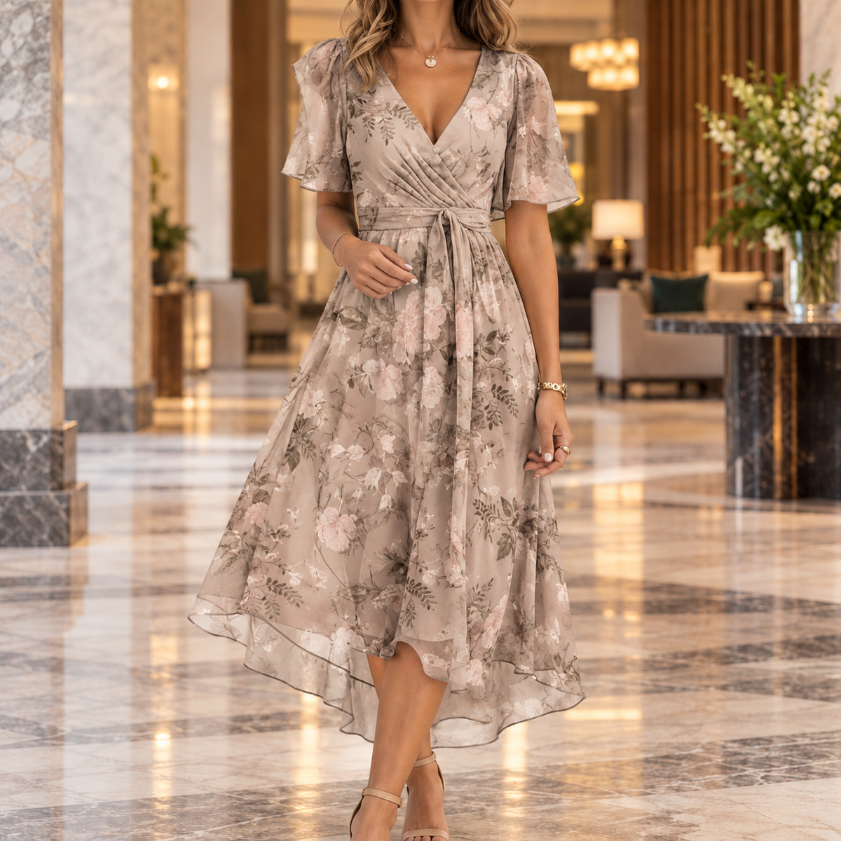Ilaria-Eve Wrap Midi Dress - Women's Occasion Dress