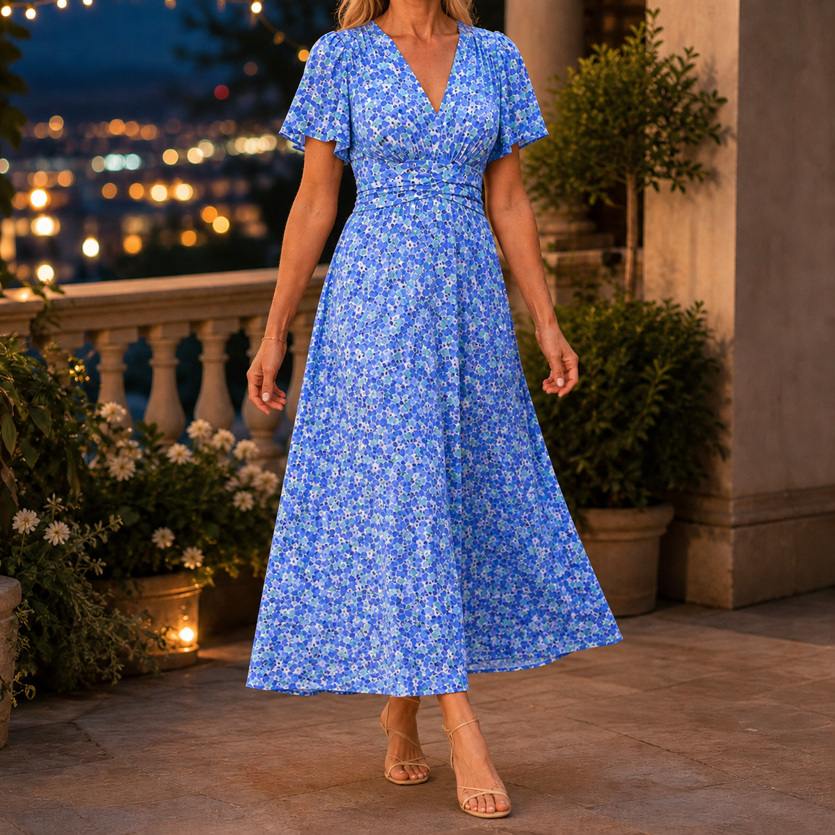 Xenia-Mae Floral Maxi Dress - Wrap V-Neck Women's Dress