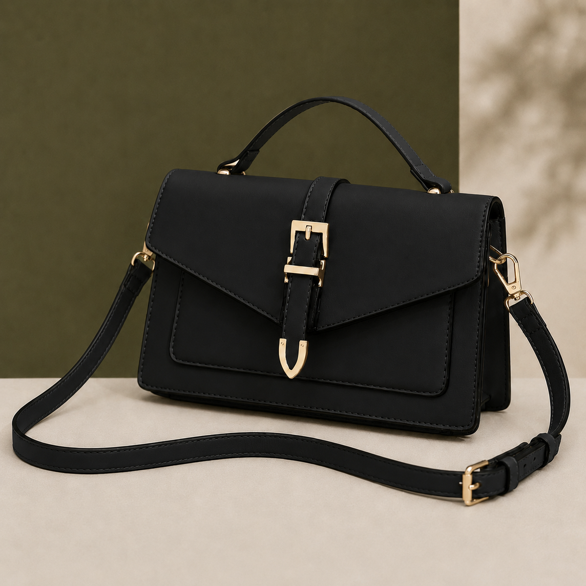 Savoia Buckle Satchel - Leather Look Women's Handbag