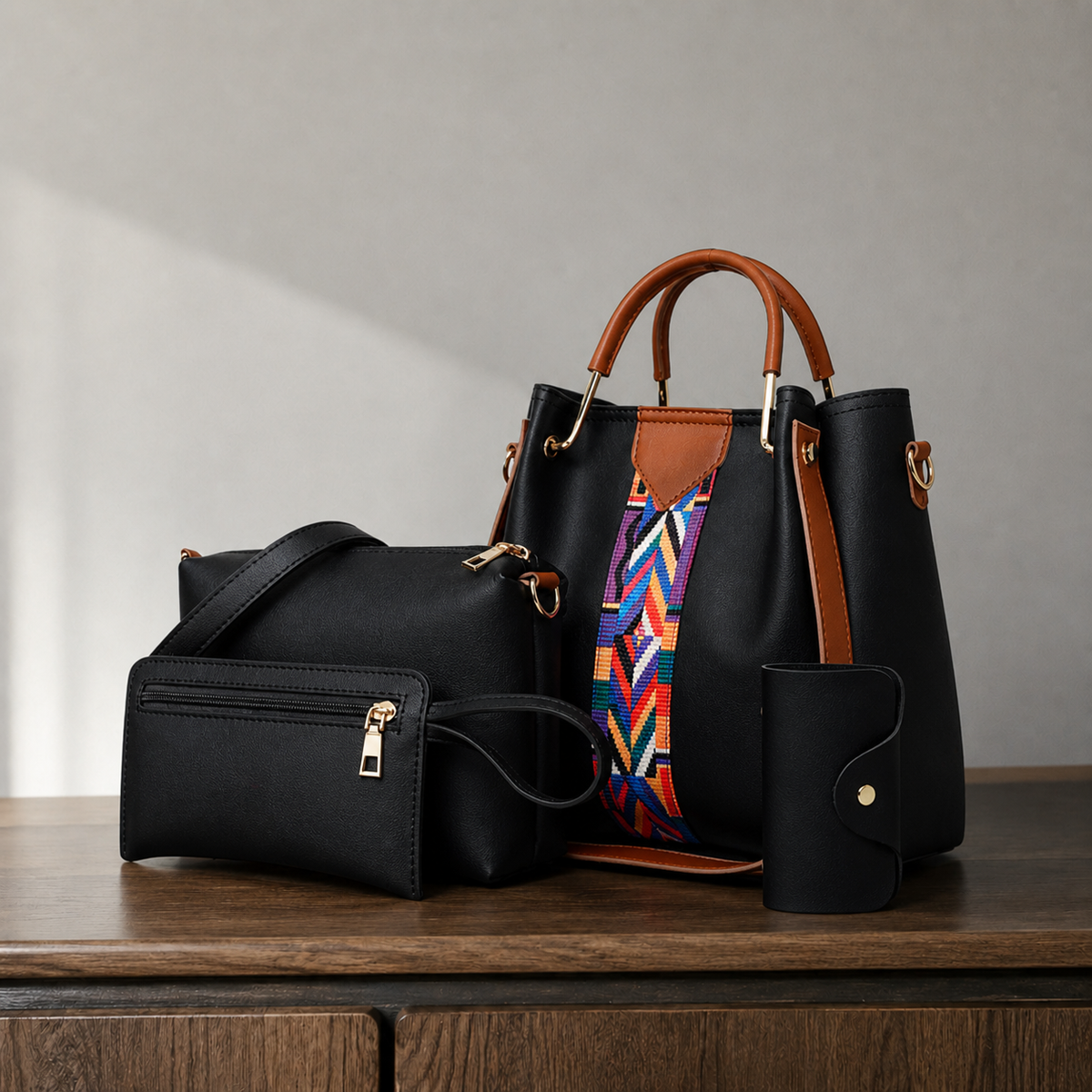 Arcuri Geo Handbag Set - Four Piece Women's Bag Set