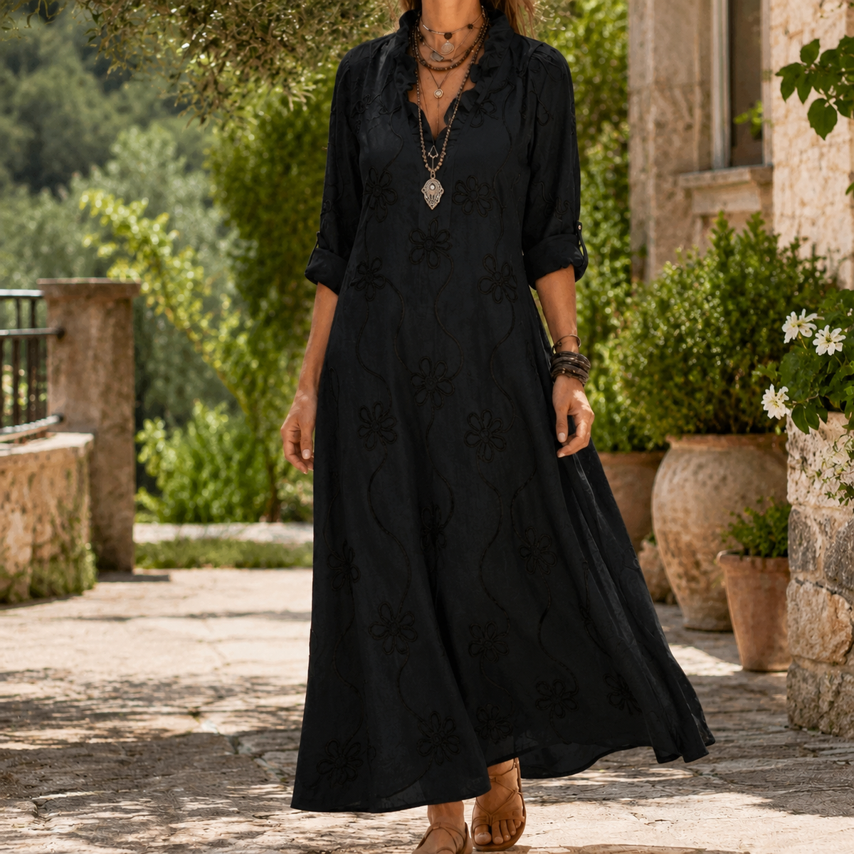 Eloise-Kate Embroidered Maxi Dress - Women's A-Line Dress