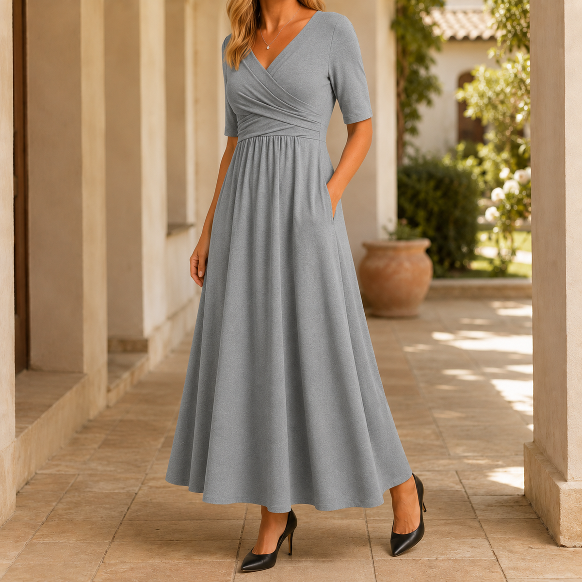 Penelope-Louise Crossover Dress - Women's Maxi Dress