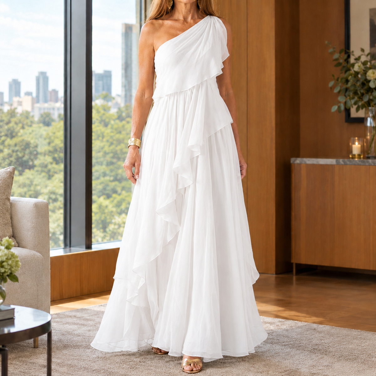 Thalia-Faye One-Shoulder Dress - Women's Ruffle Maxi