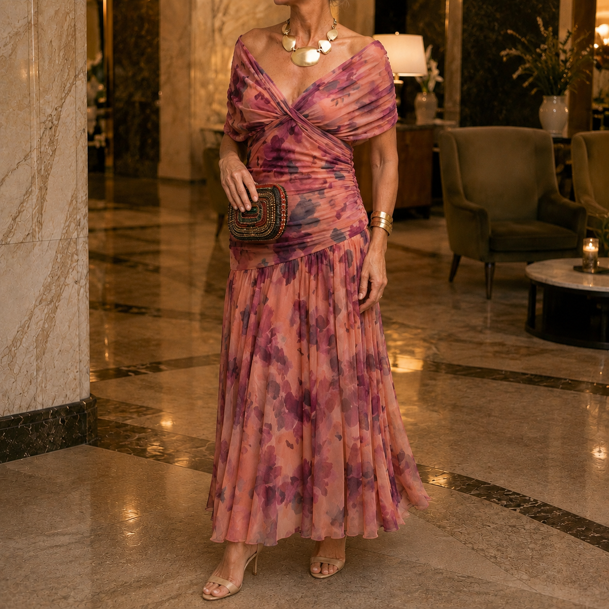 Valeria-Rose Draped Maxi Dress - Women's Occasion Dress