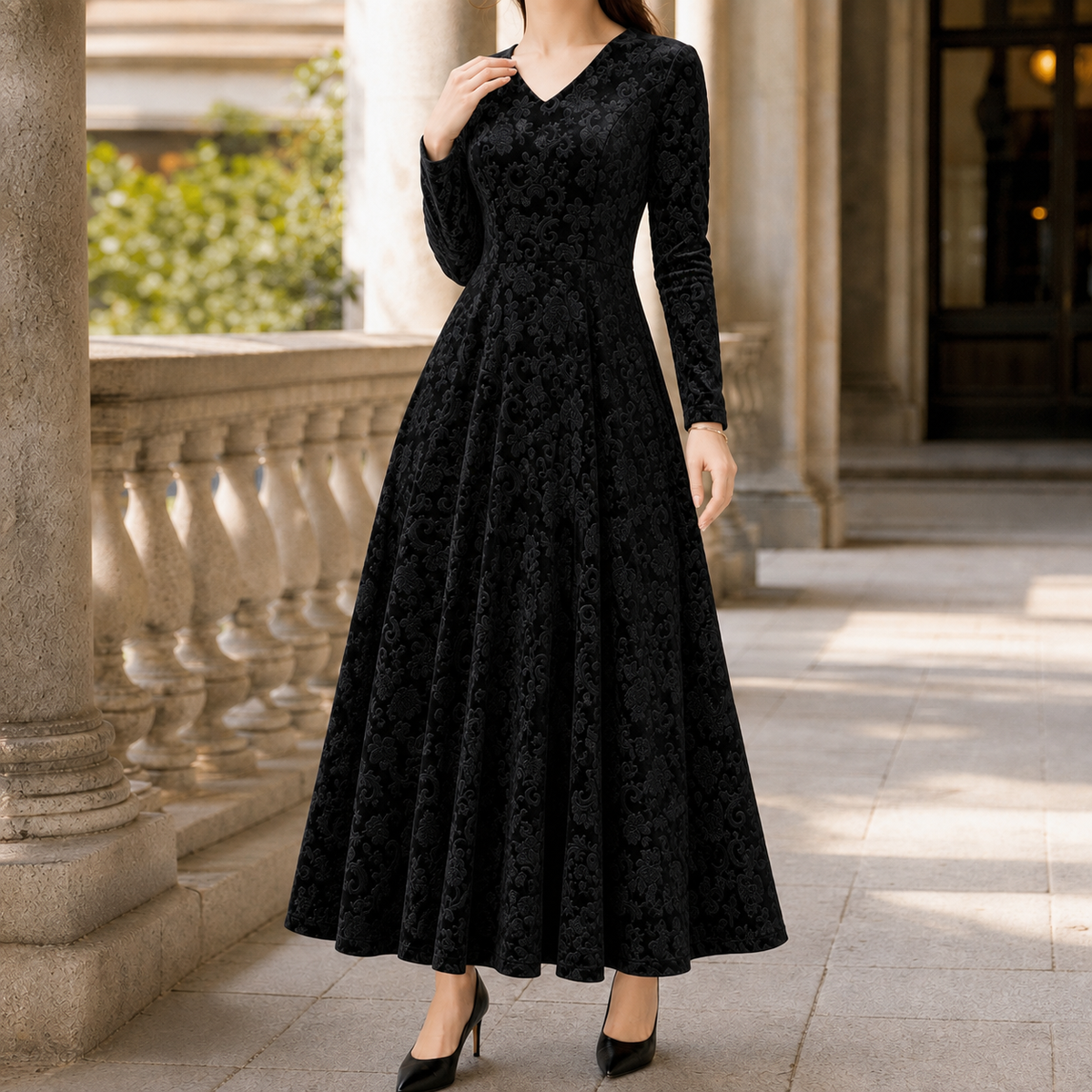 Juliet-June Embossed Maxi Dress - Women's A-Line Dress