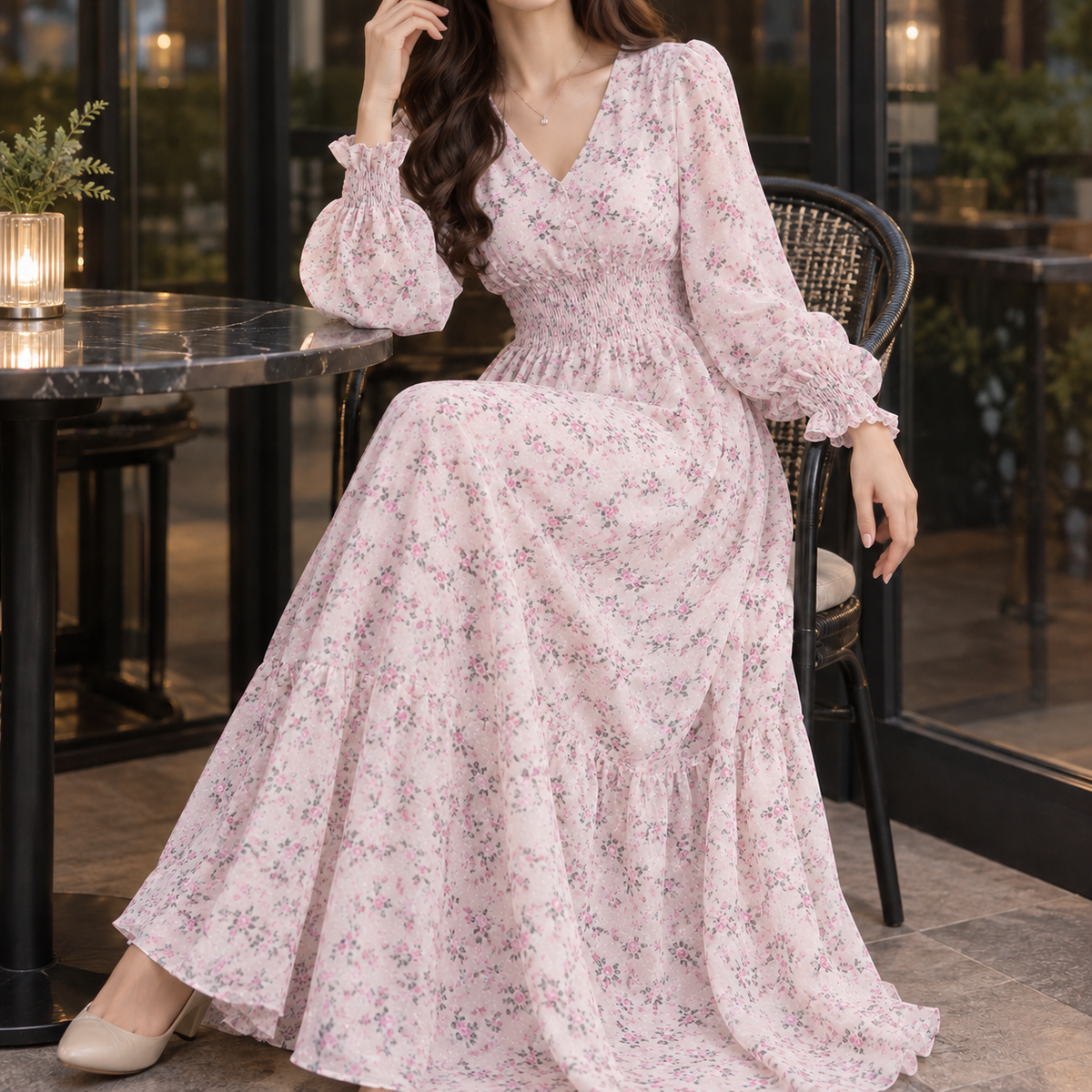 Joanna-Kate Floral Maxi Dress - Women's Long Sleeve