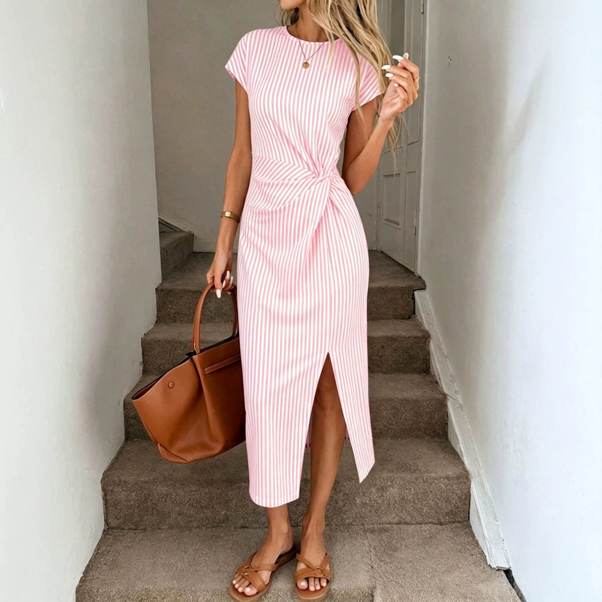 Perla Twist Dress - Women's Fitted Midi Dress