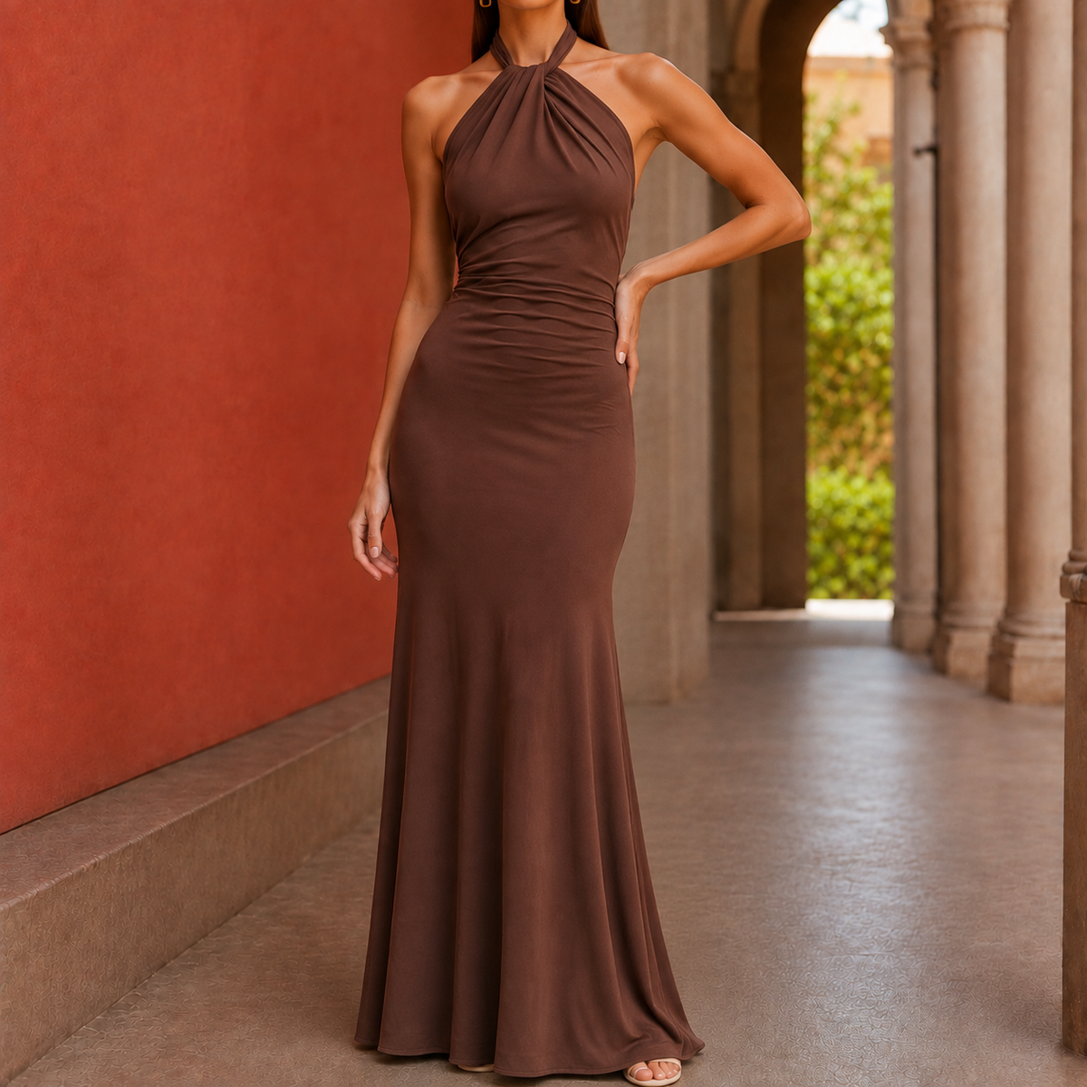 Odette-Rae Halter Maxi Dress - Open Back Women's Dress