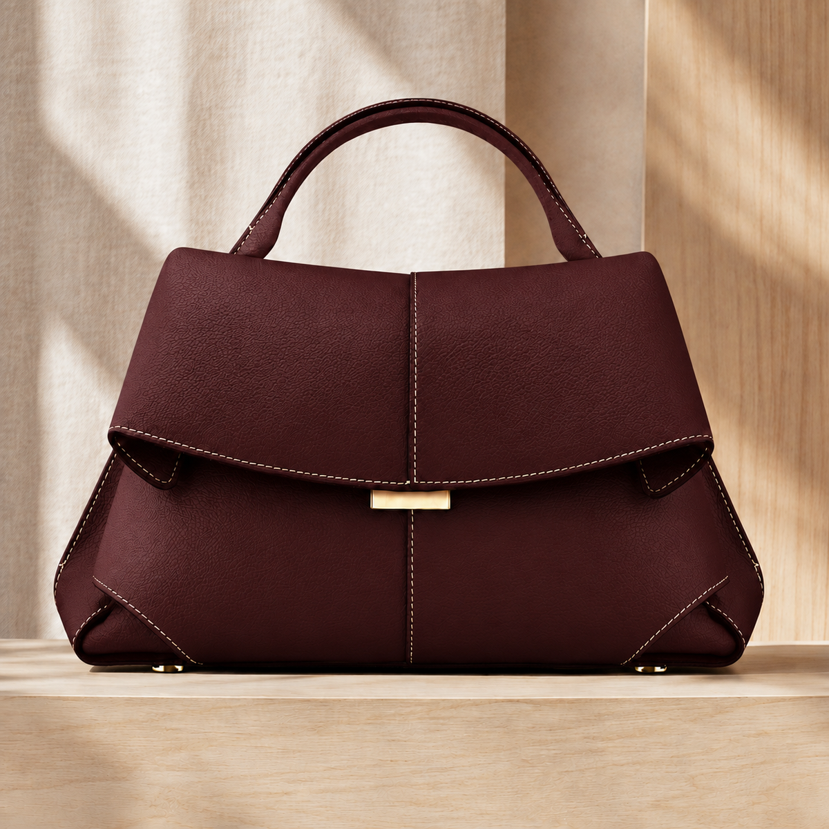 Matera Sculpted Handbag - Calf Leather Women's Top Handle