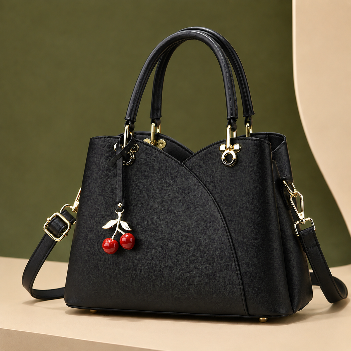 Vinci Cherry Handbag - Leather Look Women's Top Handle Bag