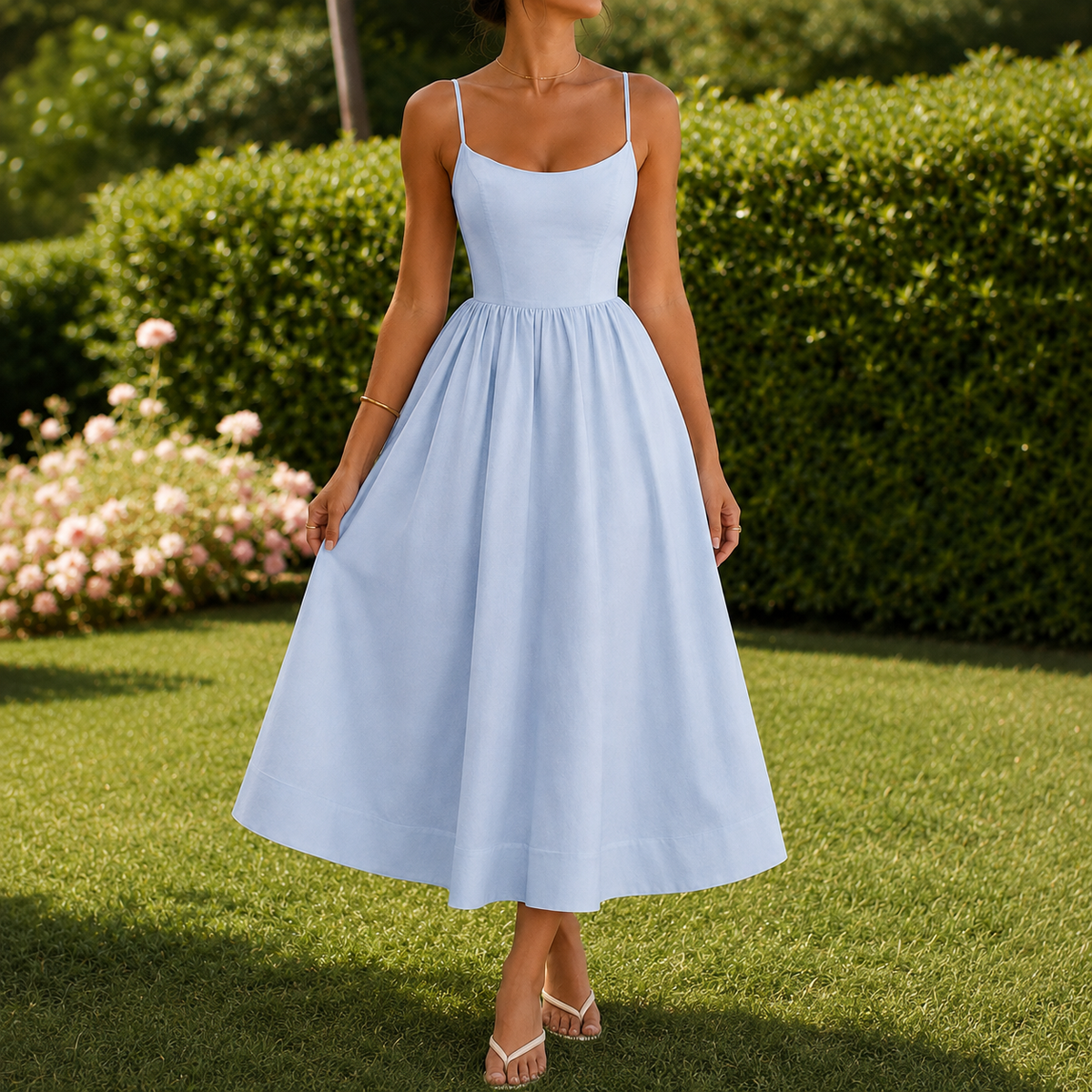 Bianca-Jane Scoop Neck Dress - Women's Full Midi Dress