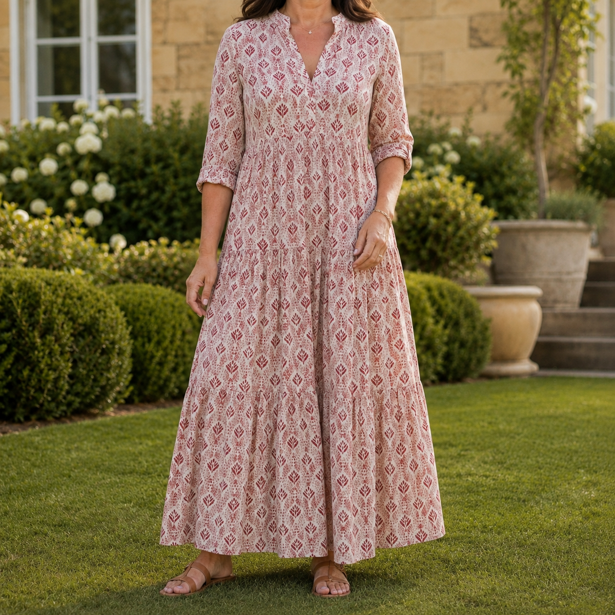 Honora Tiered Maxi Dress - Women's Botanical Print Dress