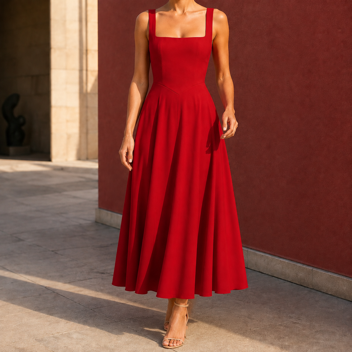 Winona-Rae Square Neck Dress - Women's Flared Dress
