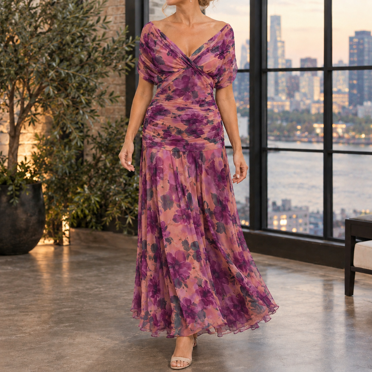 Sylvie-Elise Draped Maxi Dress - Women's Occasion Dress