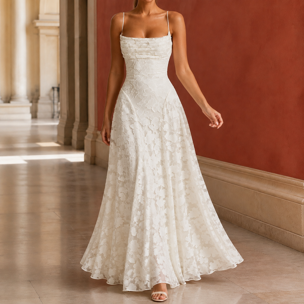 Celeste-Kate Cowl Maxi Dress - Women's Lace-Up Back Gown