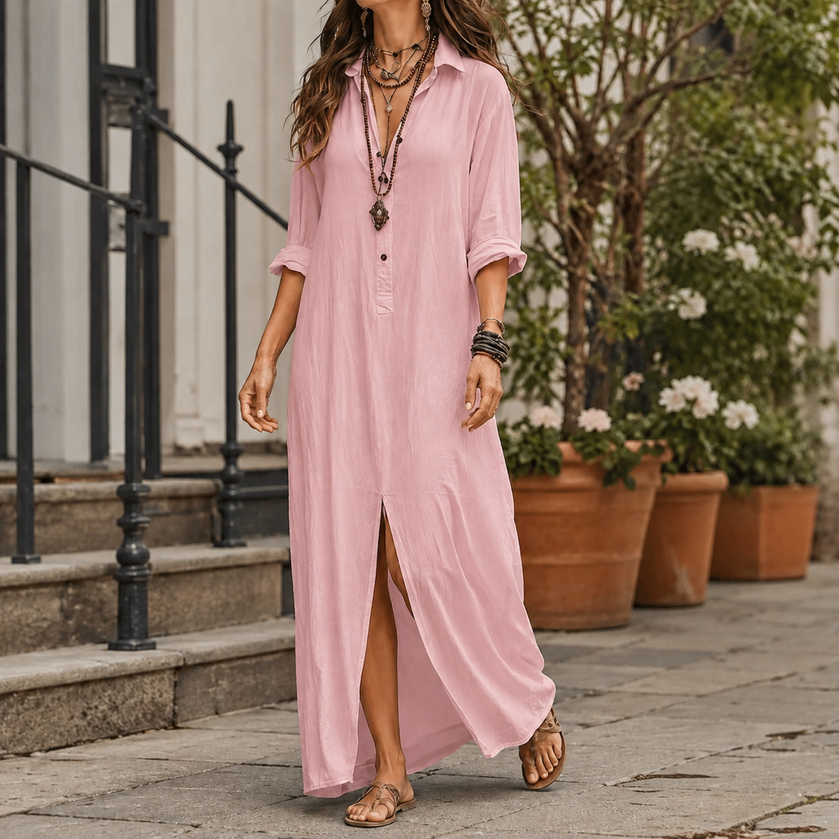 Marcella Maxi Shirt Dress - Women's Cotton Shirt Dress