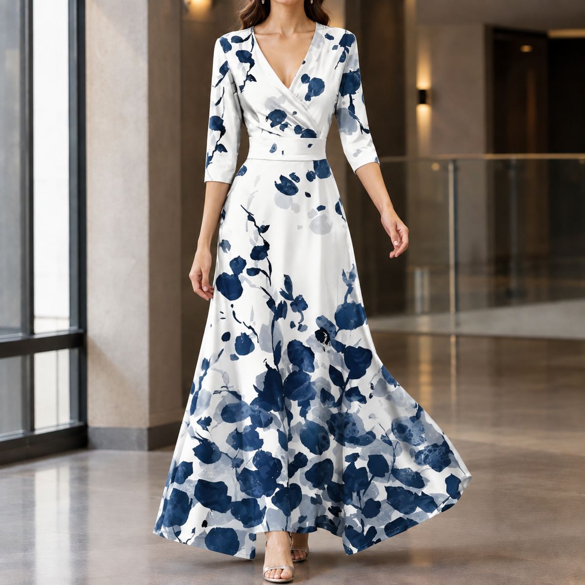 Tabitha-Pearl Elegant Dress - Women's Wrap Maxi Dress