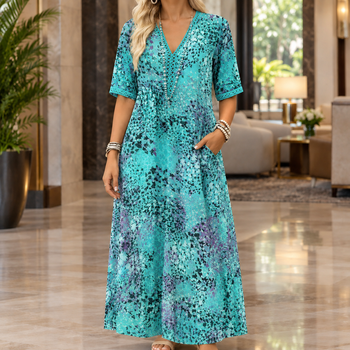 Leonie-Hope Relaxed Midi Dress - Women's Print Dress