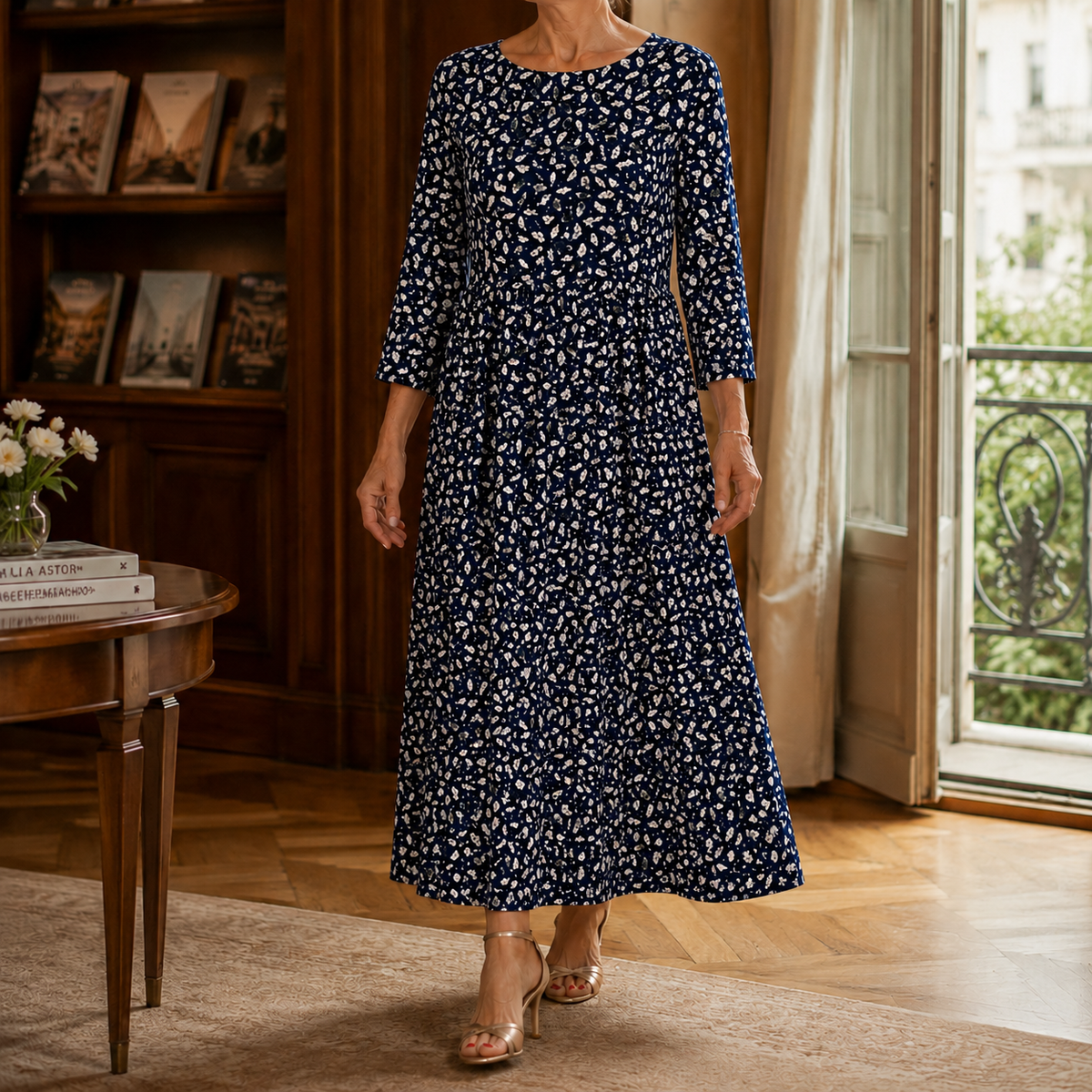 Honora-Pearl Floral Midi Dress - Women's Occasion Dress