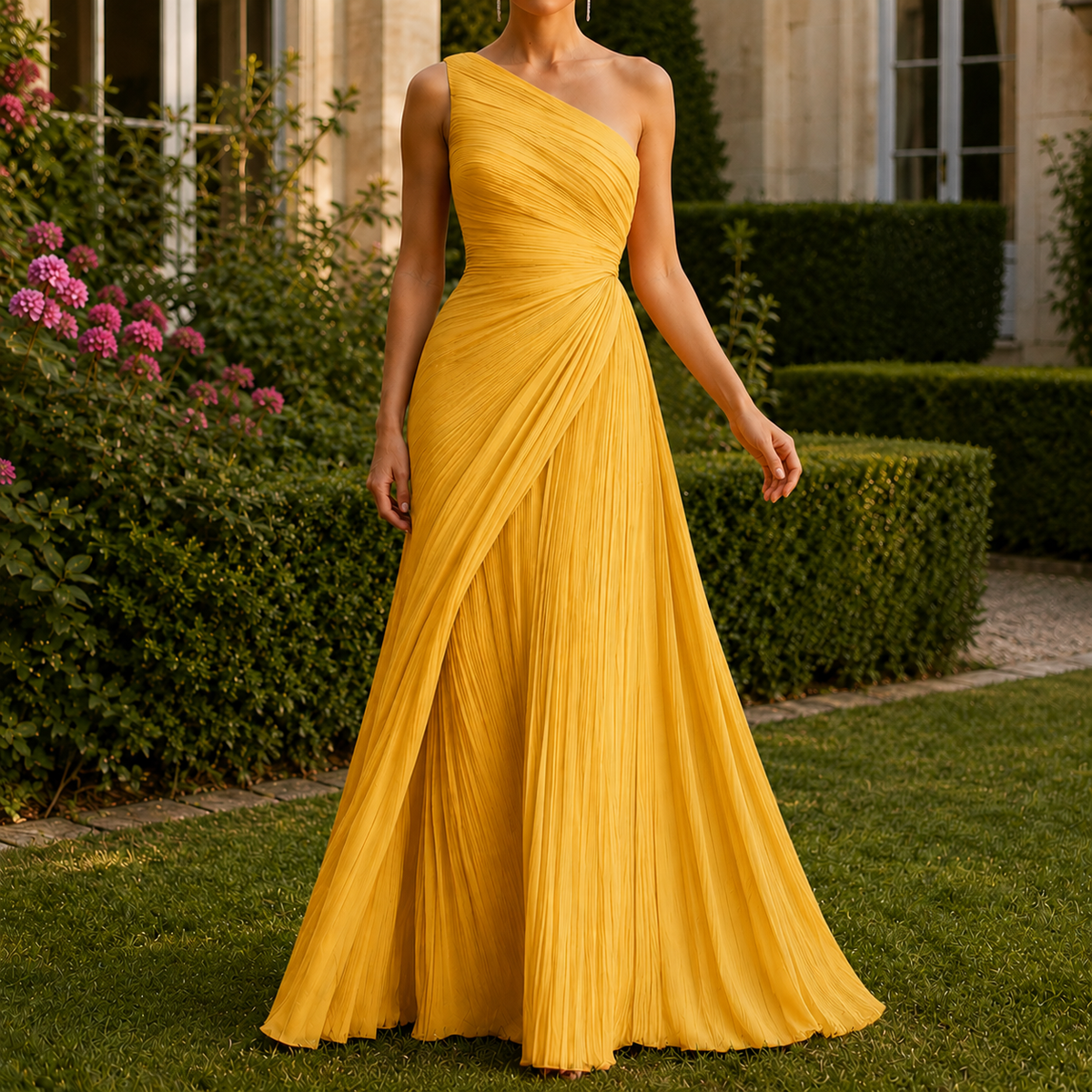 Leonie-Mae One-Shoulder Dress - Pleated Women's Maxi