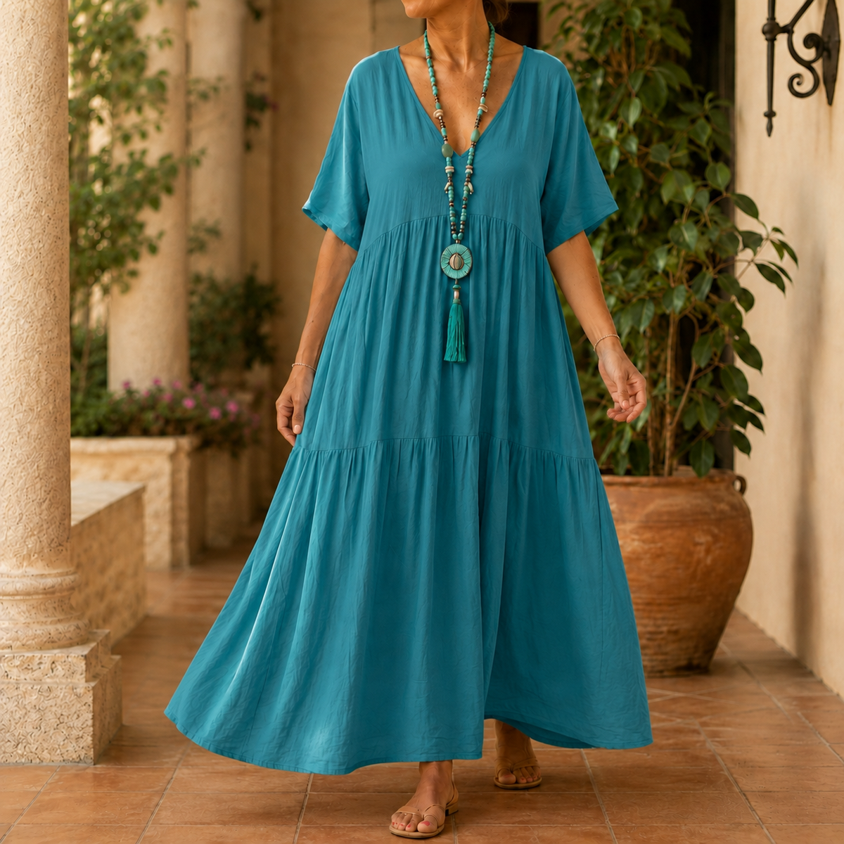 Tatiana Tiered Maxi Dress - Women's Butterfly Sleeve Dress