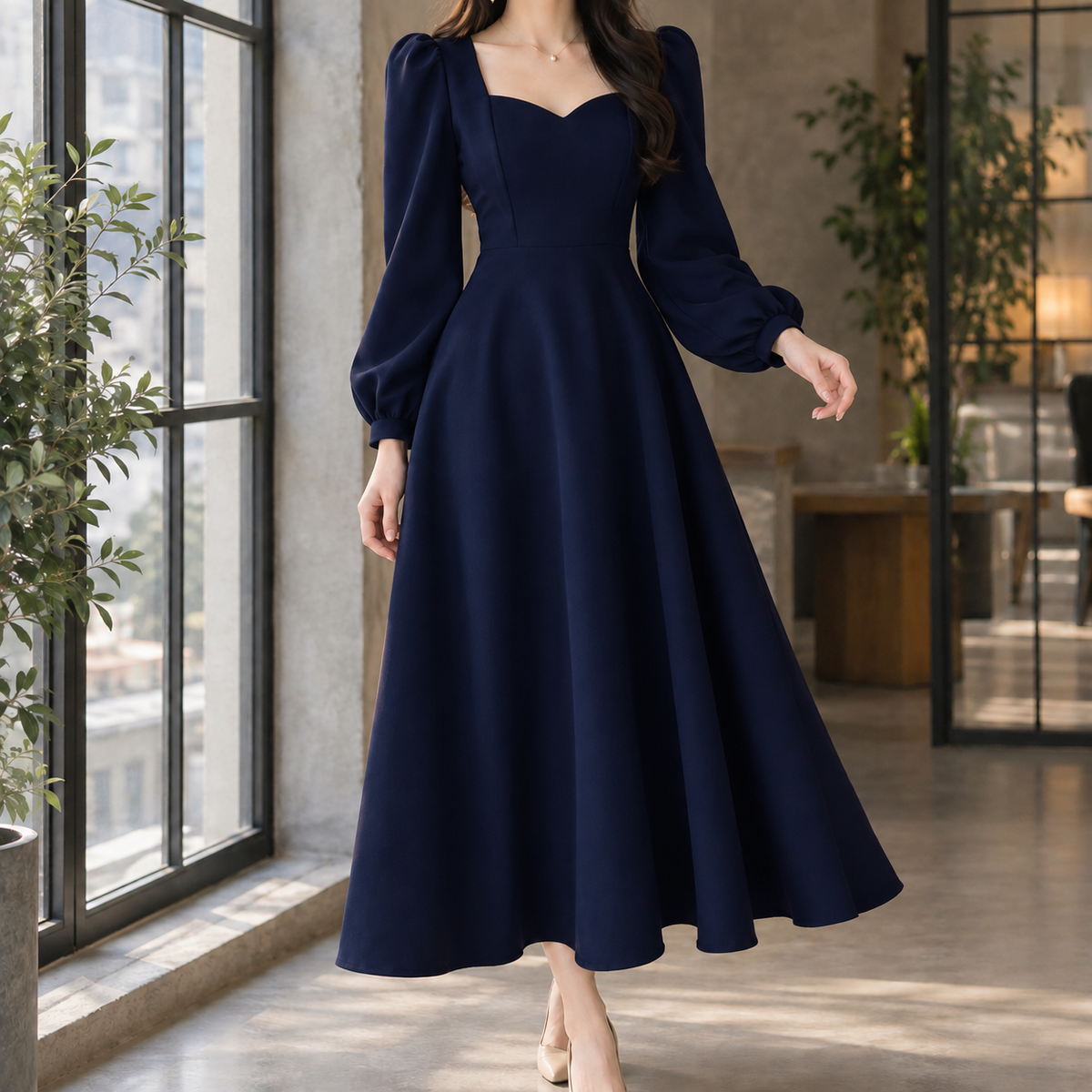 Emmeline A-Line Dress - Sweetheart Neck Women's Dress