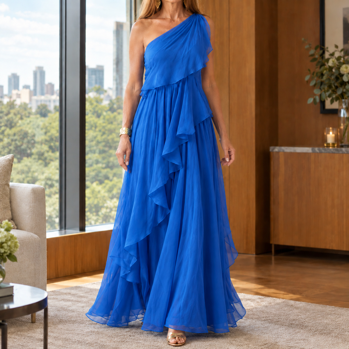 Thalia-Faye One-Shoulder Dress - Women's Ruffle Maxi
