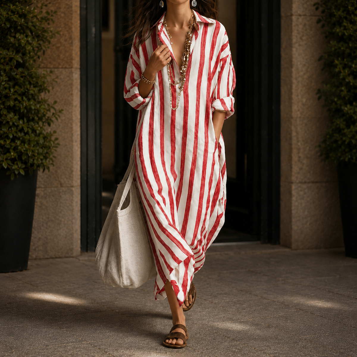 Adele Striped Shirt Dress - Women's Linen Blend Dress