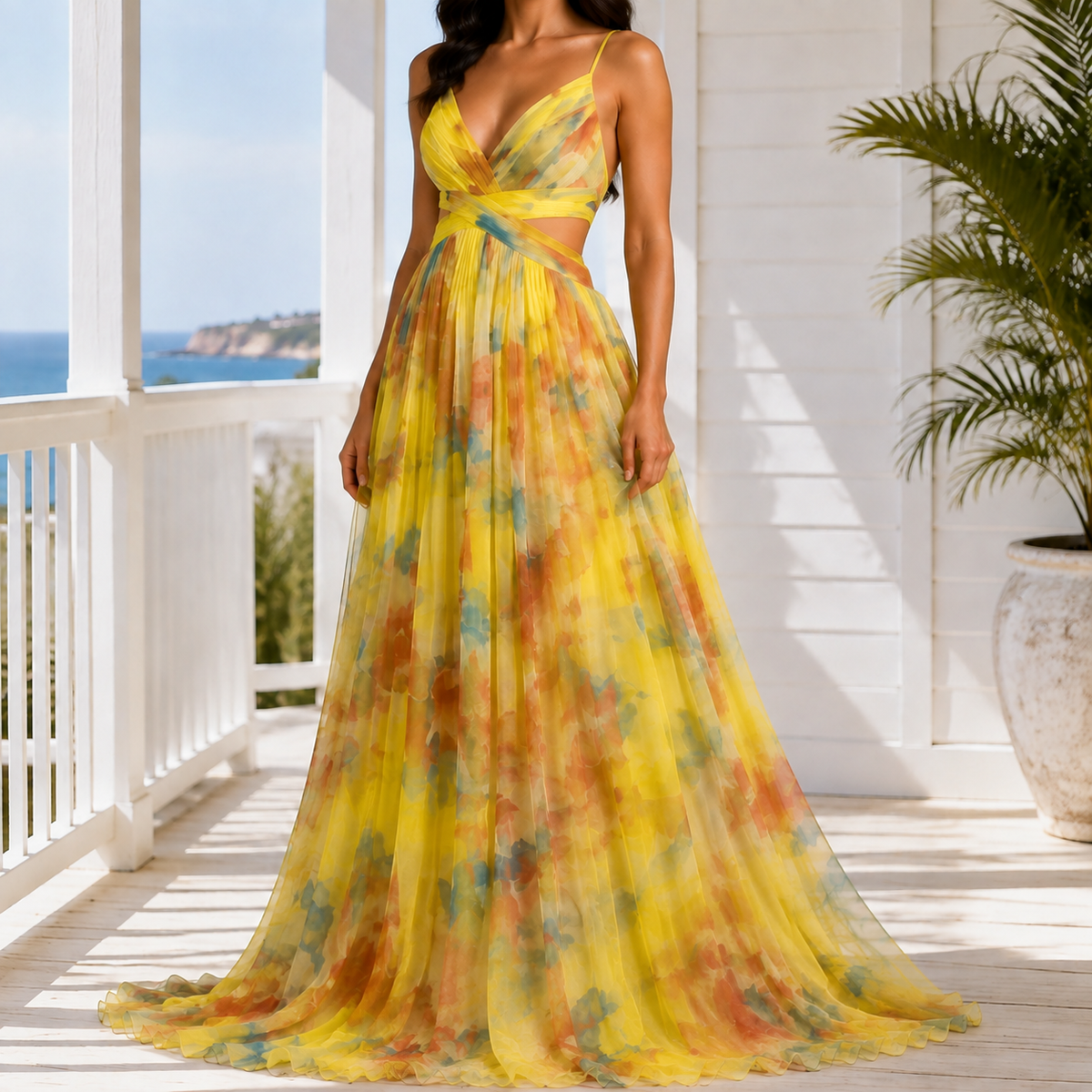 Bianca-Kate Floral Maxi Dress - Women's Tie Back Dress