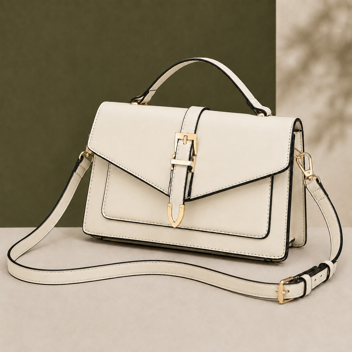 Savoia Buckle Satchel - Leather Look Women's Handbag