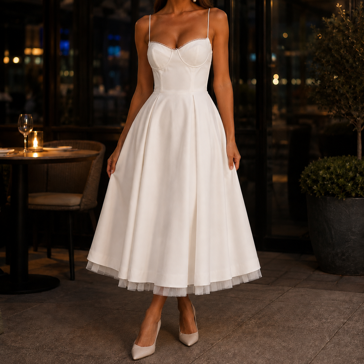 Tamsin-Skye Corset Midi Dress - Women's Pleated Dress