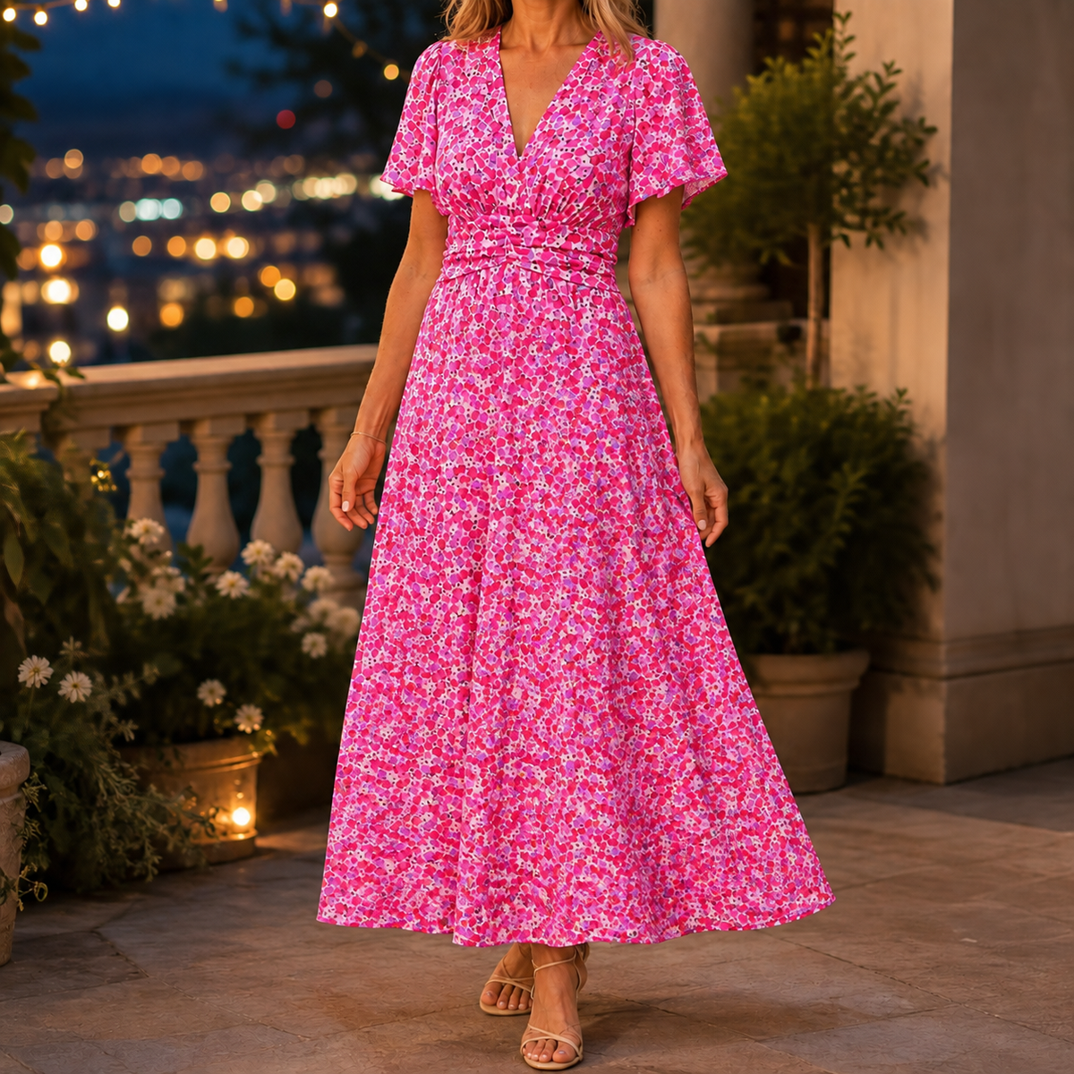 Xenia-Mae Floral Maxi Dress - Wrap V-Neck Women's Dress