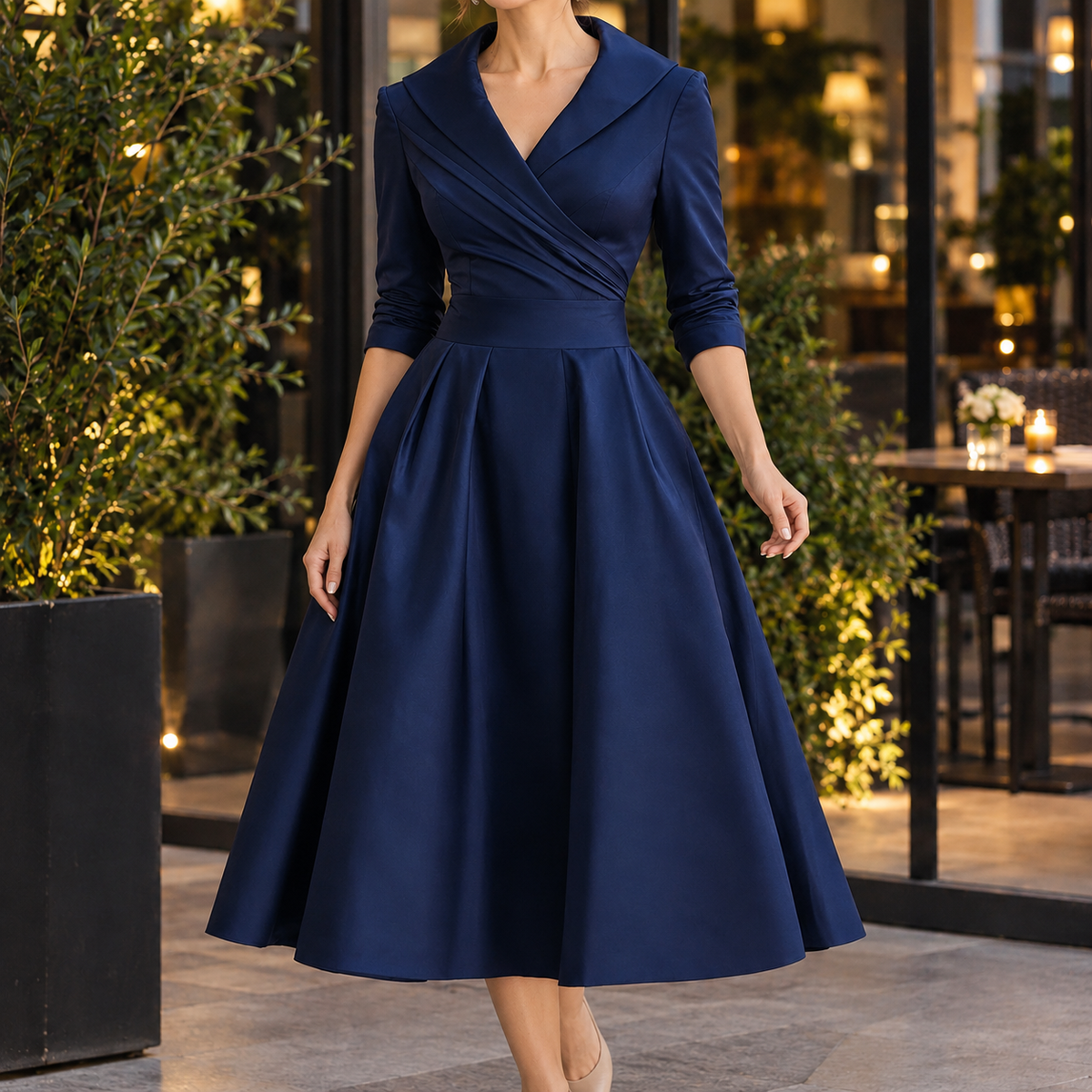 Estelle-Mae Wrap Midi Dress - Satin Women's Dress