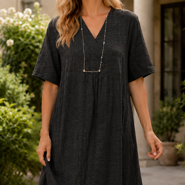 Anouk-Kate Crinkle Midi Dress - Women's Linen Dress