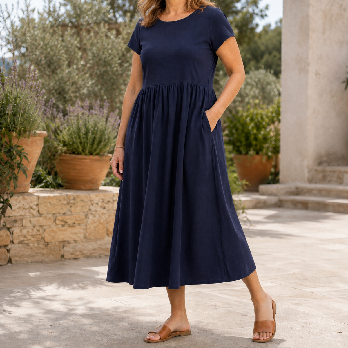 Ilaria Relaxed Midi Dress - Women's Midi Dress with Pockets