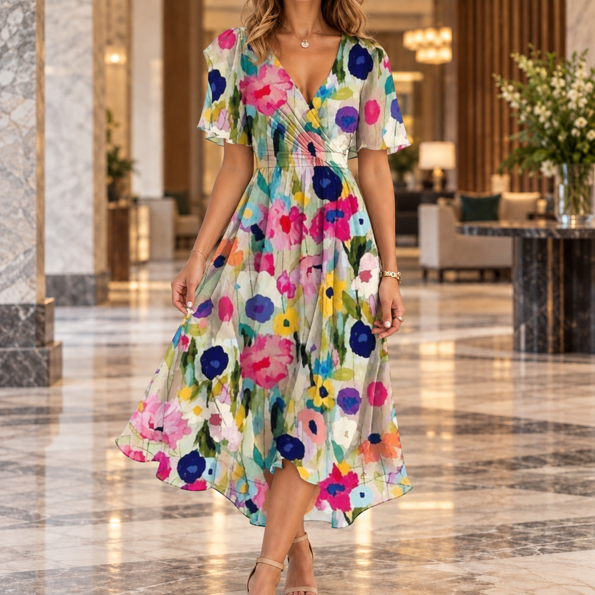 Ilaria-Eve Wrap Midi Dress - Women's Occasion Dress