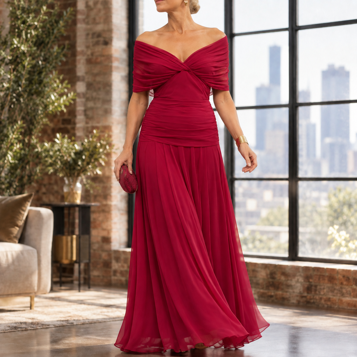 Colette-Louise Draped Maxi Dress - Women's Twist Dress