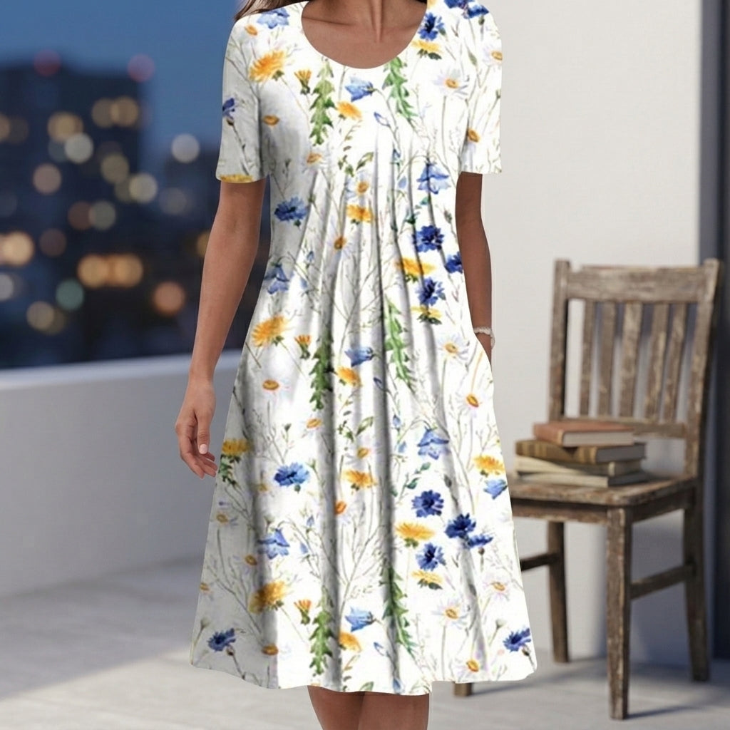 Celeste Gathered Dress - Women's Cotton Day Dress