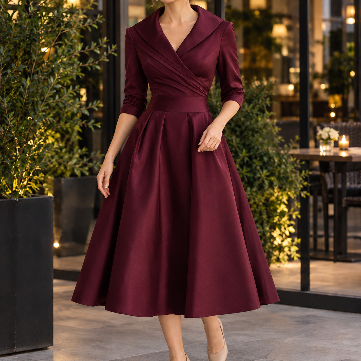 Estelle-Mae Wrap Midi Dress - Satin Women's Dress