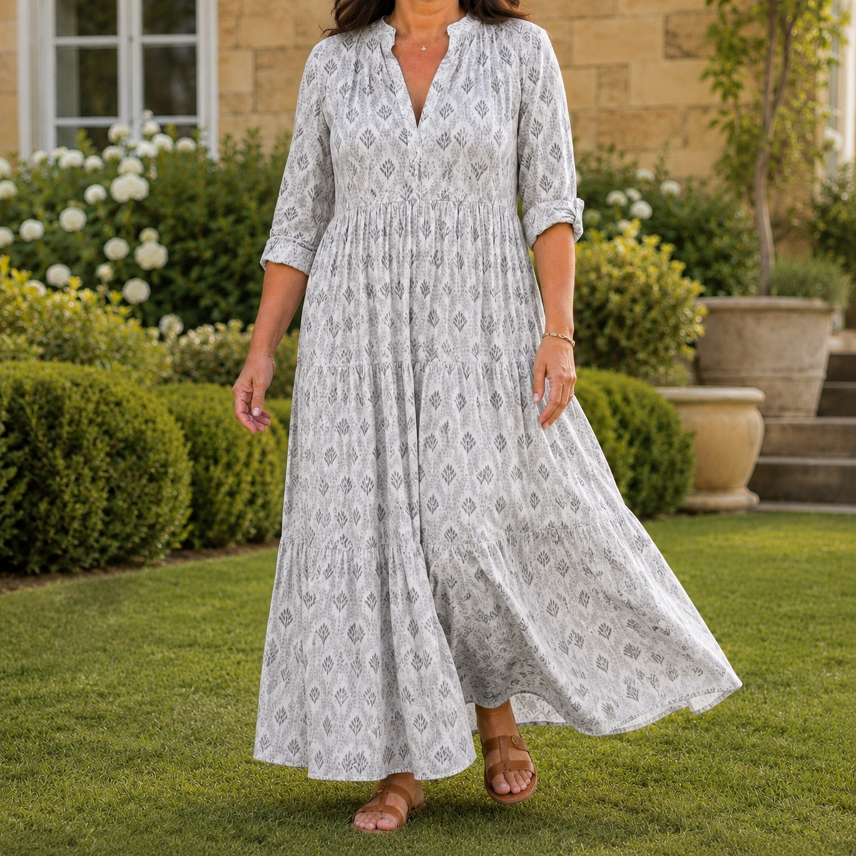 Honora Tiered Maxi Dress - Women's Botanical Print Dress