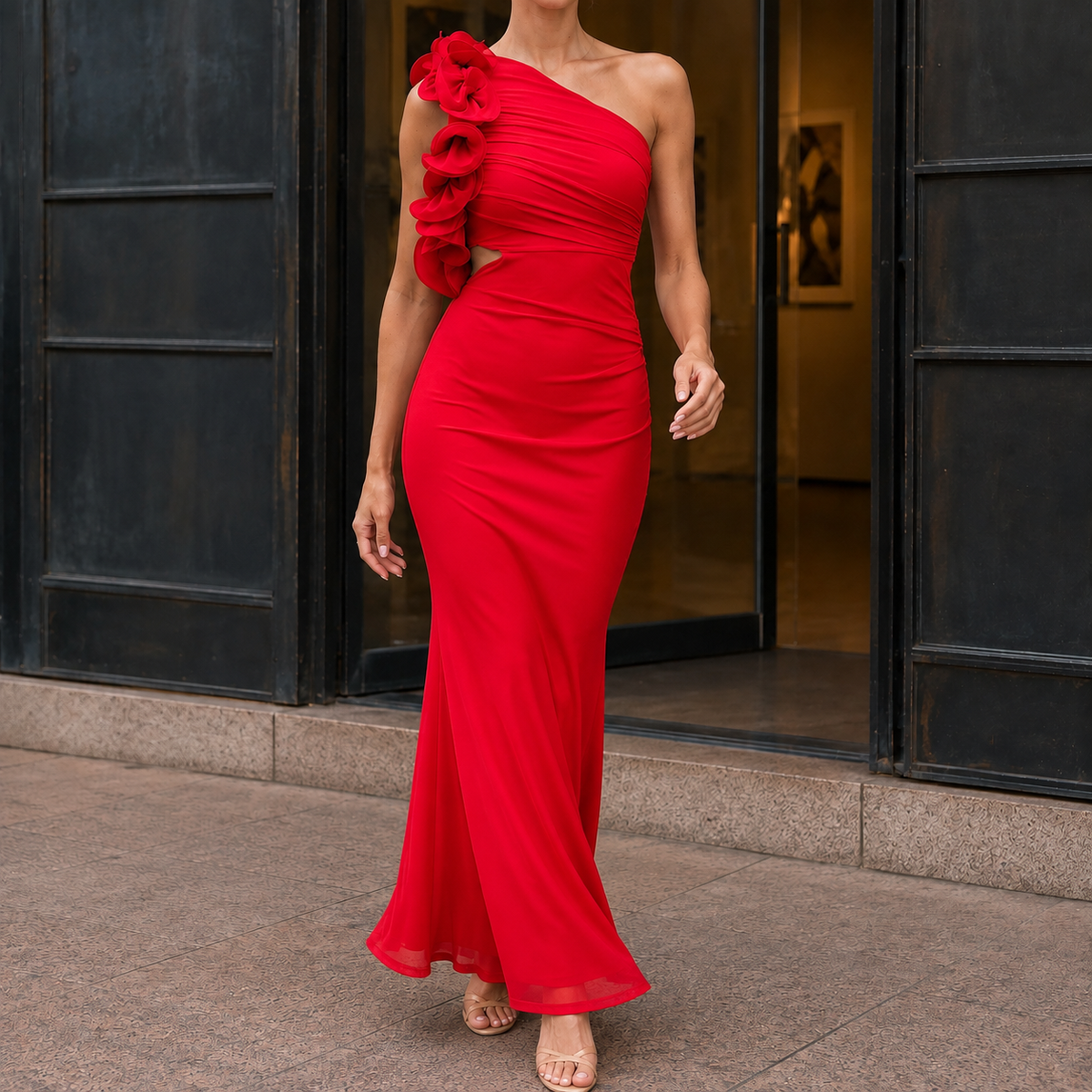 Harriet-Louise One-Shoulder Dress - Ruffle Women's Maxi