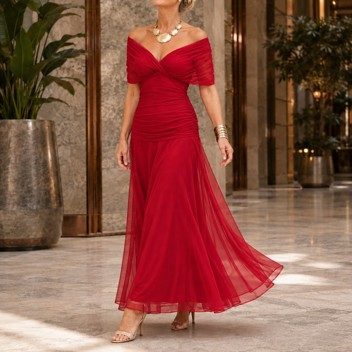 Lydia-Hope Wrap Maxi Dress - Women's V-Neck Occasion Dress