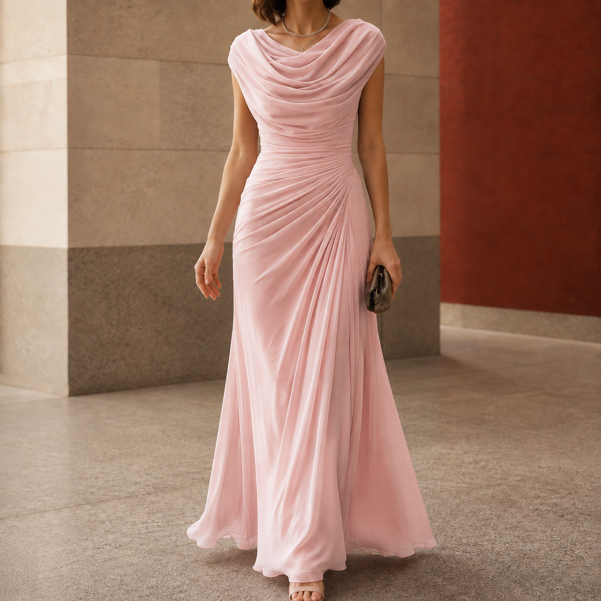 Sylvie-Skye Cowl Maxi Dress - Women's Ruched Waist Dress