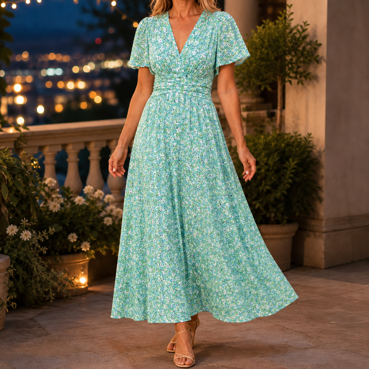 Xenia-Mae Floral Maxi Dress - Wrap V-Neck Women's Dress